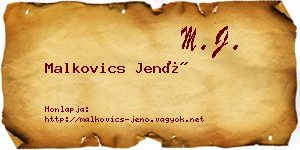 Malkovics Jenő névjegykártya
