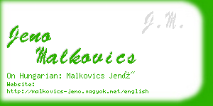 jeno malkovics business card
